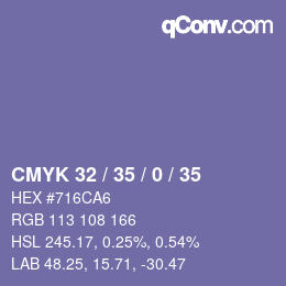 Farbcode: CMYK 32 / 35 / 0 / 35 | qconv.com