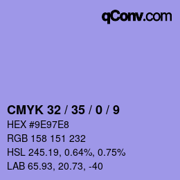 颜色代码: CMYK 32 / 35 / 0 / 9 | qconv.com