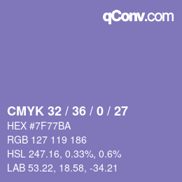 颜色代码: CMYK 32 / 36 / 0 / 27 | qconv.com