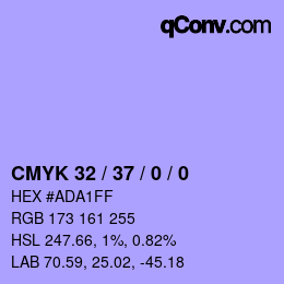 カラーコード: CMYK 32 / 37 / 0 / 0 | qconv.com