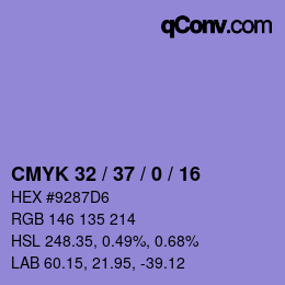 颜色代码: CMYK 32 / 37 / 0 / 16 | qconv.com