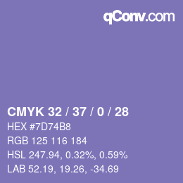 カラーコード: CMYK 32 / 37 / 0 / 28 | qconv.com