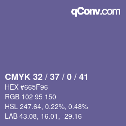 Color code: CMYK 32 / 37 / 0 / 41 | qconv.com