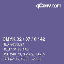 Color code: CMYK 32 / 37 / 0 / 42 | qconv.com