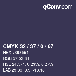 カラーコード: CMYK 32 / 37 / 0 / 67 | qconv.com