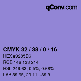 颜色代码: CMYK 32 / 38 / 0 / 16 | qconv.com
