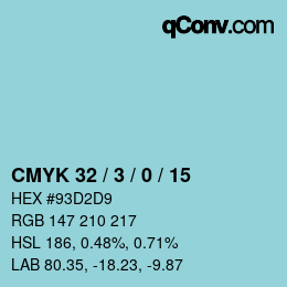 Code couleur: CMYK 32 / 3 / 0 / 15 | qconv.com