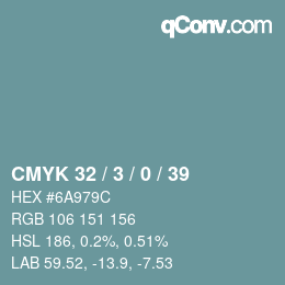 颜色代码: CMYK 32 / 3 / 0 / 39 | qconv.com