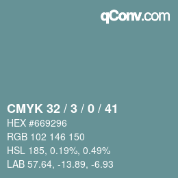 カラーコード: CMYK 32 / 3 / 0 / 41 | qconv.com