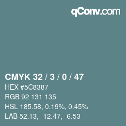 Color code: CMYK 32 / 3 / 0 / 47 | qconv.com
