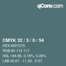 カラーコード: CMYK 32 / 3 / 0 / 54 | qconv.com