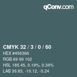 カラーコード: CMYK 32 / 3 / 0 / 60 | qconv.com