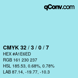 Color code: CMYK 32 / 3 / 0 / 7 | qconv.com