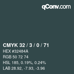 Color code: CMYK 32 / 3 / 0 / 71 | qconv.com