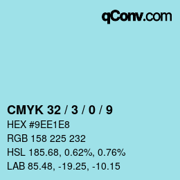 カラーコード: CMYK 32 / 3 / 0 / 9 | qconv.com