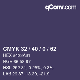 カラーコード: CMYK 32 / 40 / 0 / 62 | qconv.com