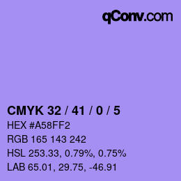 カラーコード: CMYK 32 / 41 / 0 / 5 | qconv.com