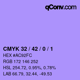 颜色代码: CMYK 32 / 42 / 0 / 1 | qconv.com