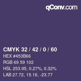 Color code: CMYK 32 / 42 / 0 / 60 | qconv.com