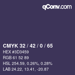 Color code: CMYK 32 / 42 / 0 / 65 | qconv.com