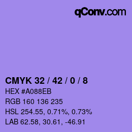 颜色代码: CMYK 32 / 42 / 0 / 8 | qconv.com