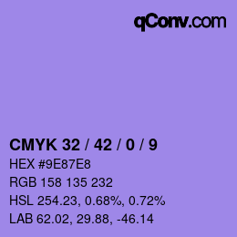 颜色代码: CMYK 32 / 42 / 0 / 9 | qconv.com