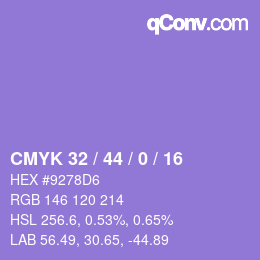 Color code: CMYK 32 / 44 / 0 / 16 | qconv.com