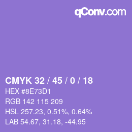カラーコード: CMYK 32 / 45 / 0 / 18 | qconv.com