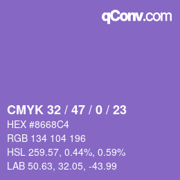 Farbcode: CMYK 32 / 47 / 0 / 23 | qconv.com