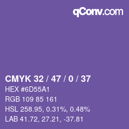 Color code: CMYK 32 / 47 / 0 / 37 | qconv.com