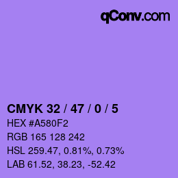 Color code: CMYK 32 / 47 / 0 / 5 | qconv.com