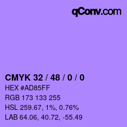 Color code: CMYK 32 / 48 / 0 / 0 | qconv.com