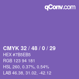 カラーコード: CMYK 32 / 48 / 0 / 29 | qconv.com