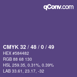 カラーコード: CMYK 32 / 48 / 0 / 49 | qconv.com