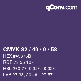 カラーコード: CMYK 32 / 49 / 0 / 58 | qconv.com