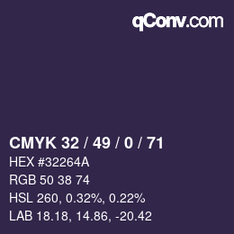カラーコード: CMYK 32 / 49 / 0 / 71 | qconv.com