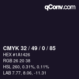 Color code: CMYK 32 / 49 / 0 / 85 | qconv.com