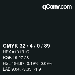 Color code: CMYK 32 / 4 / 0 / 89 | qconv.com