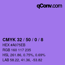 カラーコード: CMYK 32 / 50 / 0 / 8 | qconv.com