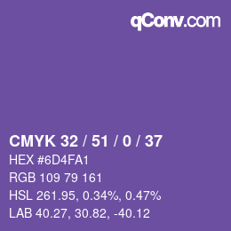 Color code: CMYK 32 / 51 / 0 / 37 | qconv.com