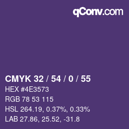 Color code: CMYK 32 / 54 / 0 / 55 | qconv.com