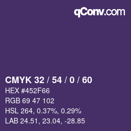 カラーコード: CMYK 32 / 54 / 0 / 60 | qconv.com