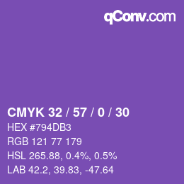 Farbcode: CMYK 32 / 57 / 0 / 30 | qconv.com