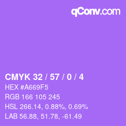 Color code: CMYK 32 / 57 / 0 / 4 | qconv.com