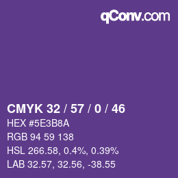 Color code: CMYK 32 / 57 / 0 / 46 | qconv.com