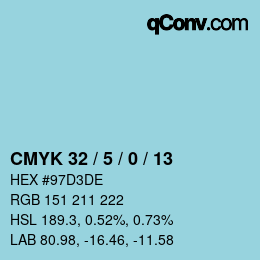 Color code: CMYK 32 / 5 / 0 / 13 | qconv.com