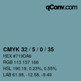 Farbcode: CMYK 32 / 5 / 0 / 35 | qconv.com