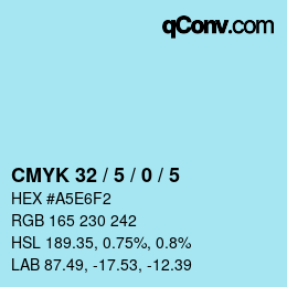 颜色代码: CMYK 32 / 5 / 0 / 5 | qconv.com
