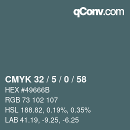 Color code: CMYK 32 / 5 / 0 / 58 | qconv.com