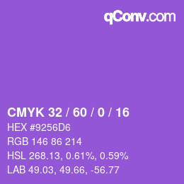 カラーコード: CMYK 32 / 60 / 0 / 16 | qconv.com